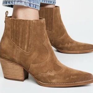 Sam Edelman Winona Womens Western Ankle Boots Size 10 Suede Leather Tan